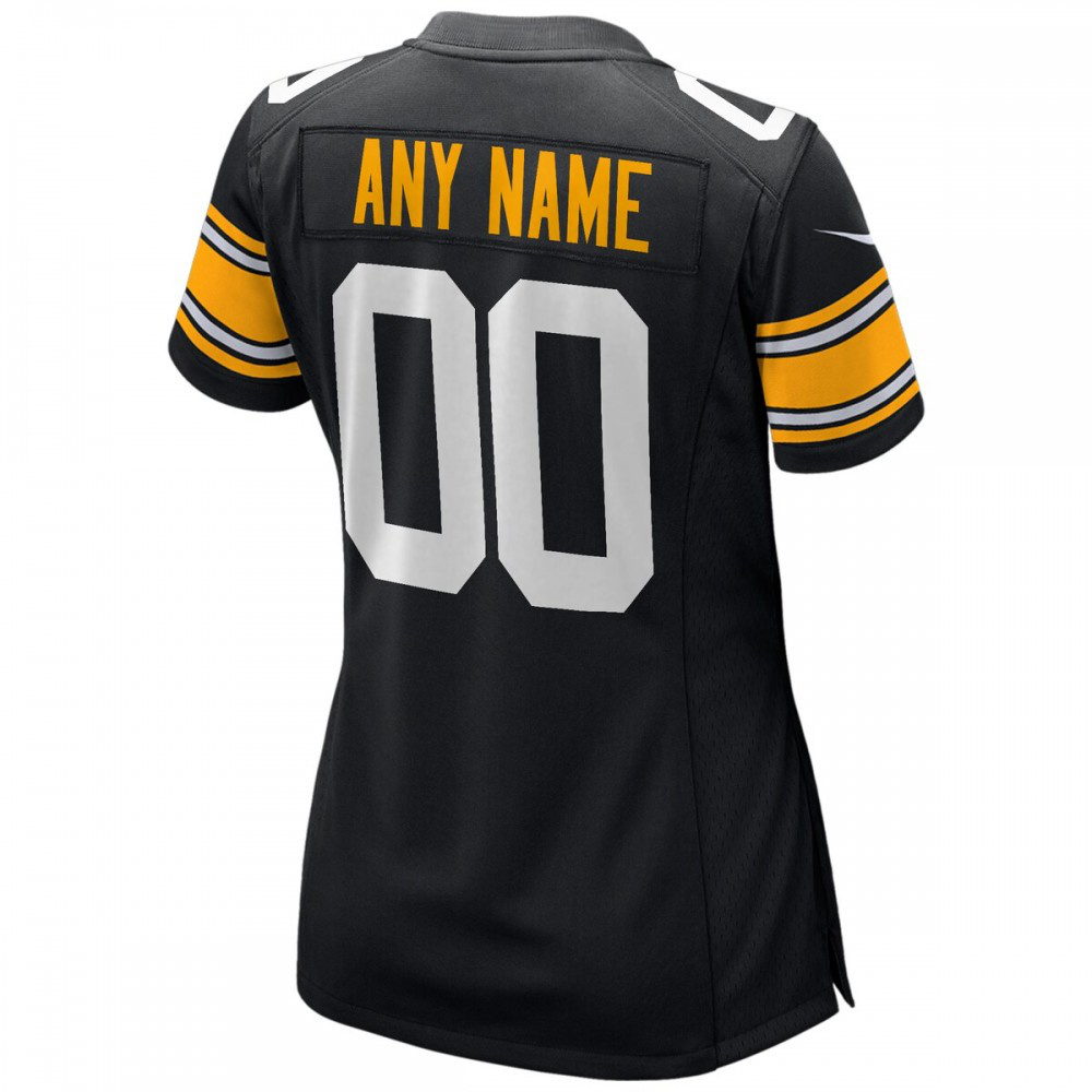 Pittsburgh Steelers Nike Women's Alternate Custom Game Jersey - Black-GridironStore